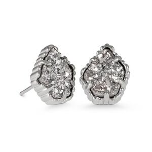 Kendra Scott Tessa Drusy Earrings Platinum Silver Stud Earrings Jewel Small Nice